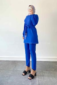 Saxe Crew Neck Long Arm Without Accessories Crepe Fabric Trousers Comfortable Suit