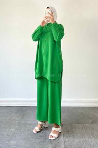 Modalamelif Önü Düğmeli İkili Takım Yeşil