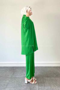 Modalamelif Önü Düğmeli İkili Takım Yeşil