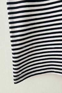 Lamelif Balıkçı Yaka Çizgili Kısa Kol Body Beyaz Siyah