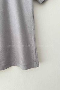 Gray Turtle Neck Short Arm Combed Fabric Body