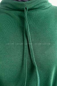 Emerald Green Mandarin Collar Long Arm Unprinted Sweatshirt