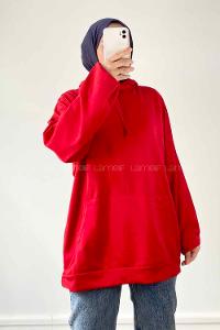 Red Hood Neck Sweatshirt