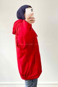 Red Hood Neck Sweatshirt