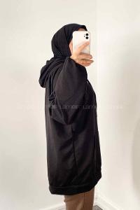 Black Hood Neck Sweatshirt