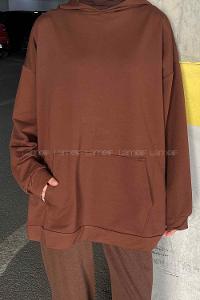 Bitter Brown Hood Neck Long Arm Unprinted Sweatshirt