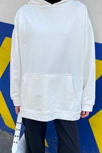 Lamelif Sharapova Kanguru Cepli Nike İki İplik Sweatshirt  Beyaz