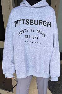 Lamelif Pıttsburgh Baskılı Sweatshirt Gri