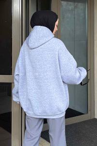 Lamelif Pıttsburgh Baskılı Sweatshirt Gri