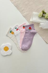 Lamelif 4lü Meyve Yarım Konç Çorap