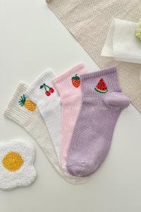 Lamelif 4lü Meyve Yarım Konç Çorap