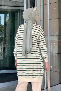 Dark Green Crew Neck Long Arm Printed Sweatshirt