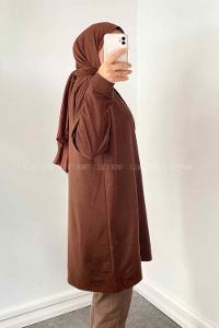 Bitter Brown Mandarin Collar Long Arm Unprinted Sweatshirt