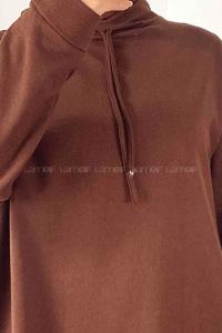 Bitter Brown Mandarin Collar Long Arm Unprinted Sweatshirt