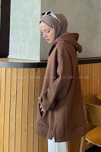 Bitter Brown V Neck Long Arm Knitwear Cardigan