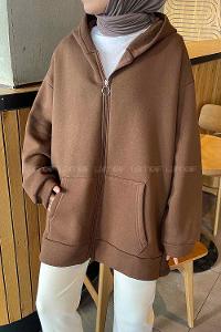 Bitter Brown V Neck Long Arm Knitwear Cardigan