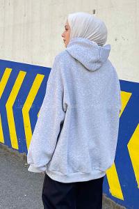 Gray Hood Neck Long Arm Unprinted Sweatshirt