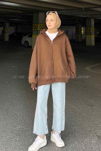 Bitter Brown Hood Neck Long Arm Unprinted Sweatshirt