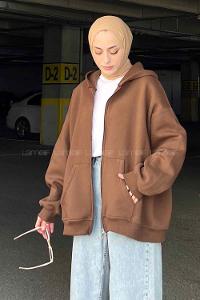 Bitter Brown Hood Neck Long Arm Unprinted Sweatshirt