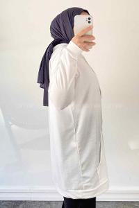 White Hood Neck Long Arm Printed Sweatshirt