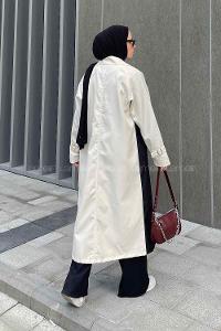 Lamelif Retrica İki Renk Trençkot  Ekru