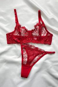 Lamelif Brode Tül Dantelli Nakışlı Takım