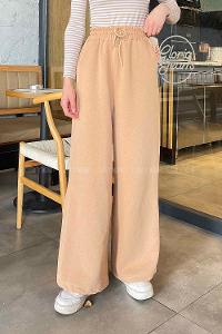 Modalamelif Üç İplik Bol Paça Eşofman Altı Sütlü Kahve