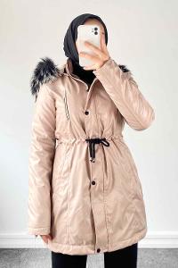 Stone Hood Neck Long Arm Coat