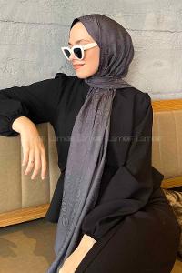 Anthracite Viscose Fabric Printed Shawl