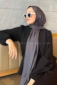 Anthracite Viscose Fabric Printed Shawl