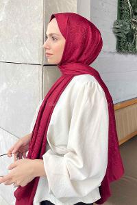 Lamelif LSY Desen Jakar Serisi Şal Bordo
