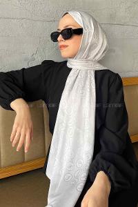 Silver Viscose Fabric Printed Shawl