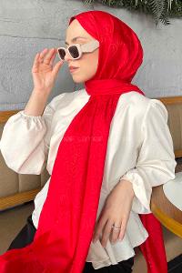 Lamelif LSY Desen Jakar Serisi Şal Kırmızı