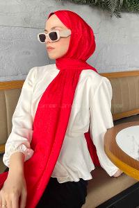 Lamelif LSY Desen Jakar Serisi Şal Kırmızı