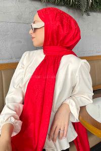 Lamelif LSY Desen Jakar Serisi Şal Kırmızı