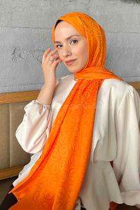Lamelif LSY Desen Jakar Serisi Şal Turuncu