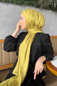 Lamelif LSY Desen Jakar Serisi Şal Yağ Yeşili