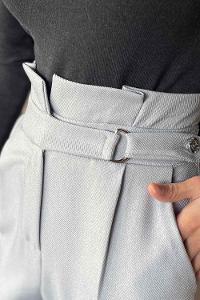 Gray Linen High Waist Linen Pants