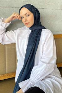 Lamelif LSY Desen Jakar Serisi Şal Gece Mavisi