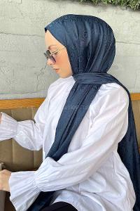 Lamelif LSY Desen Jakar Serisi Şal Gece Mavisi