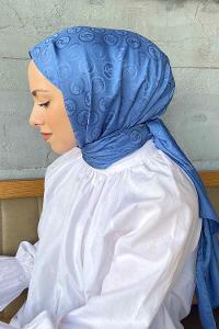 Indigo Viscose Fabric Printed Shawl