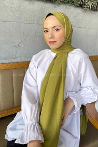 Oil Green Cotton Fabric Straight Shawl