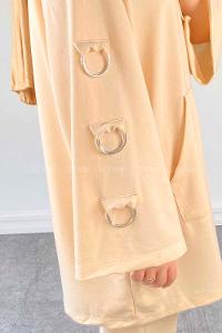 Cream Hood Neck Half Arm Arm Two Threads Comfortable Suit