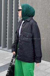 Modalamelif Rogers Mat Görünümlü Çıtçıtlı Mont Siyah