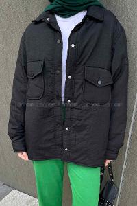 Modalamelif Rogers Mat Görünümlü Çıtçıtlı Mont Siyah