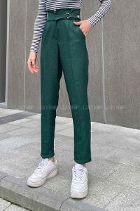 Emerald Green Linen High Waist Linen Pants