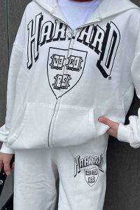 White Hood Neck Long Arm Cotton Fabric Comfortable Suit