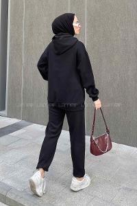 Black Hood Neck Long Arm Cotton Fabric Comfortable Suit