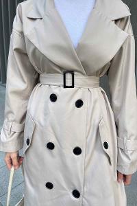 Lamelif Alessi Önü Düğmeli Trençkot Taş Rengi