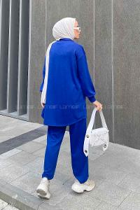 Modalamelif Emma Fitilli Gömlek Takım Saks mavisi